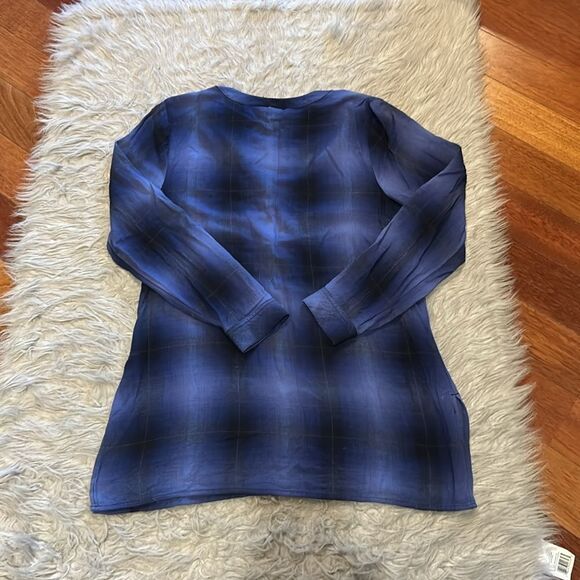 J Jill women’s blue and black plaid soft rayon‎ long sleeve tunic size xs - Picture 5 of 5